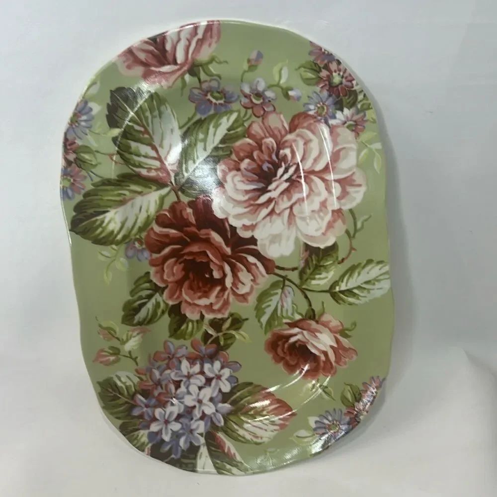 222 Fifth Serving Tray Heidi Green Porcelain Fine China Indonesia 14 In Long
